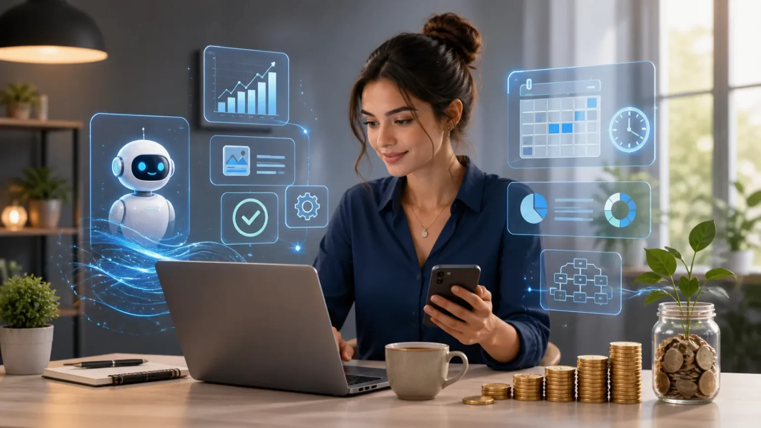 Een moderne ondernemer gebruikt slimme AI-tools om efficiënter te werken, kosten te besparen en groei te versnellen.